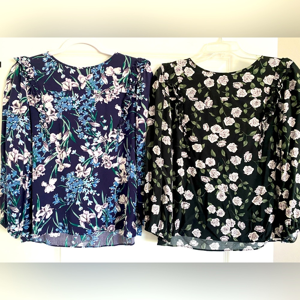 Loft 3/4 sleeve floral tops (2 pair)